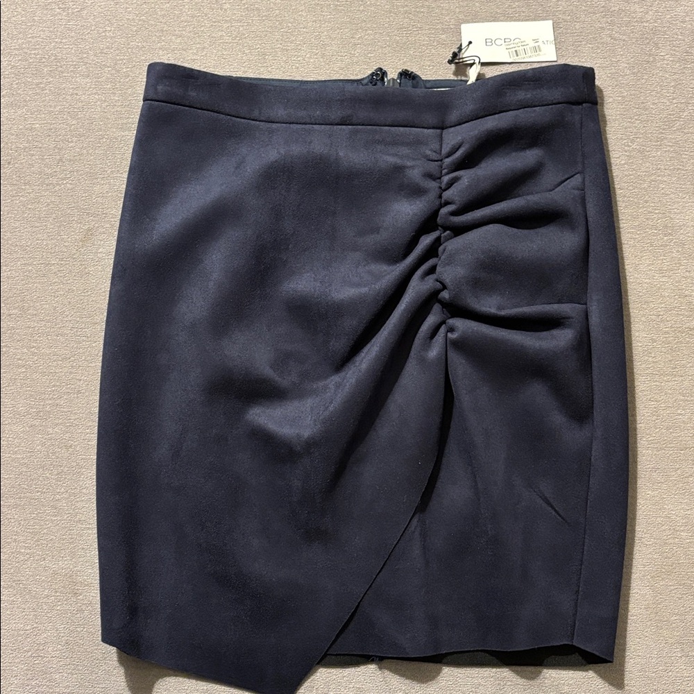 BCBGeneration Navy blue Suede Faux Wrap Skirt Size 2